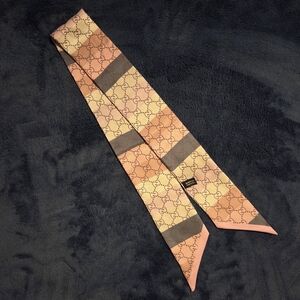 Chic Peach and Gray Twill Scarf